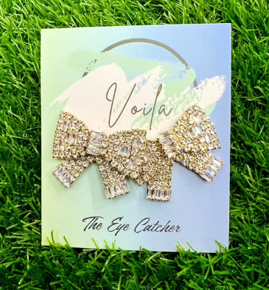Bow-shaped crystal Earrings