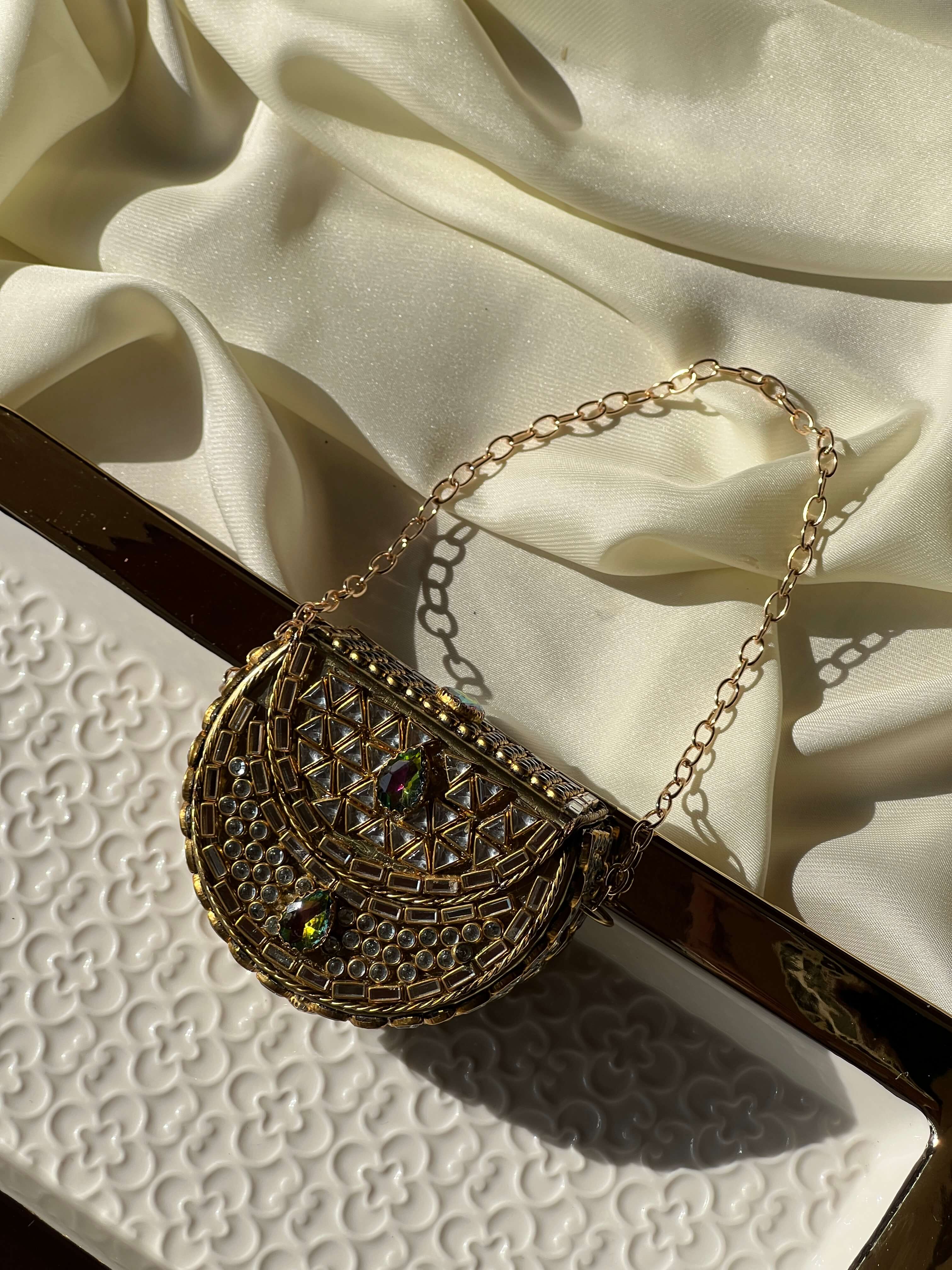 Mini Kundan Box Clutch