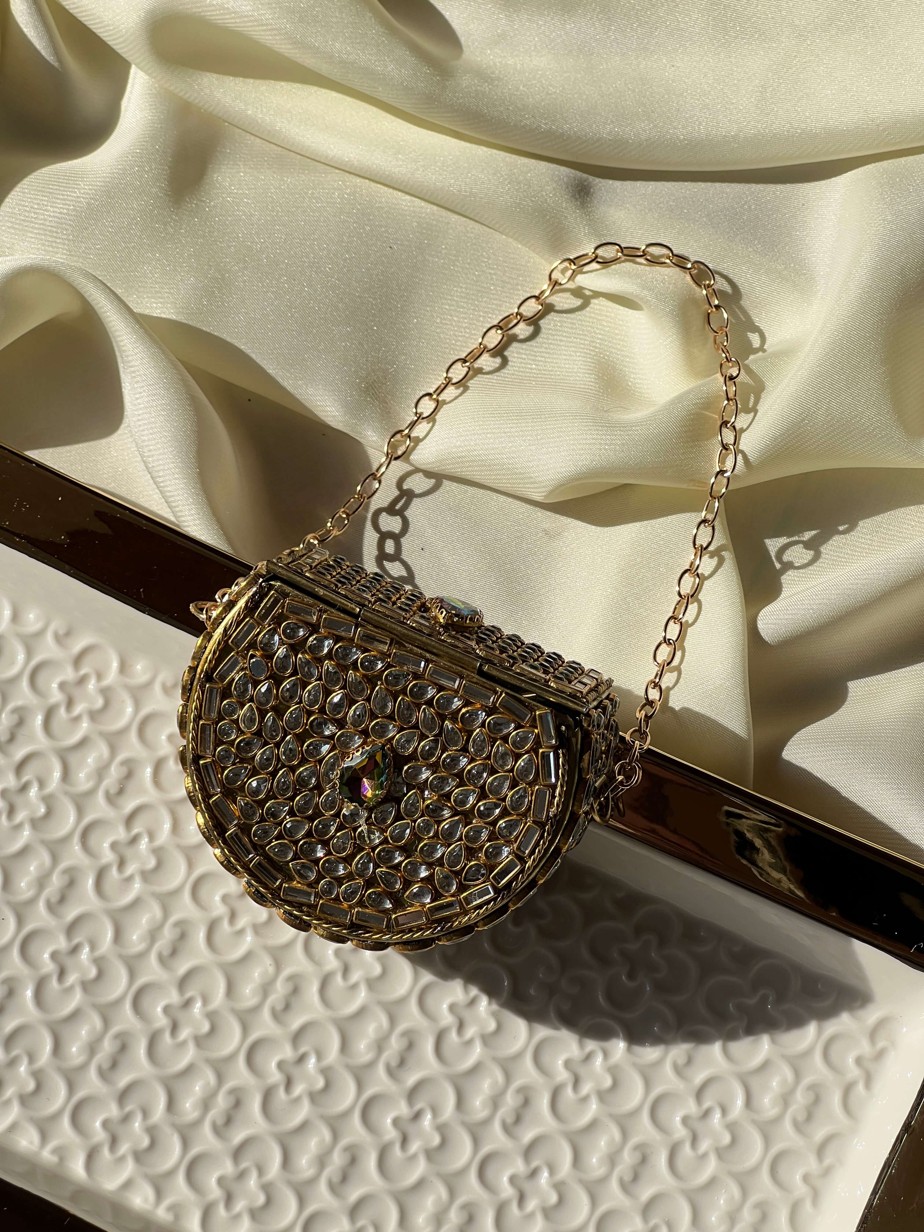 Mini Kundan Box Clutch