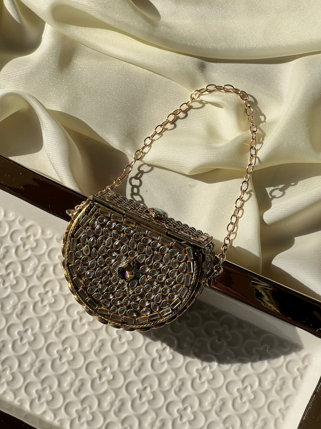 Mini Kundan Box Clutch