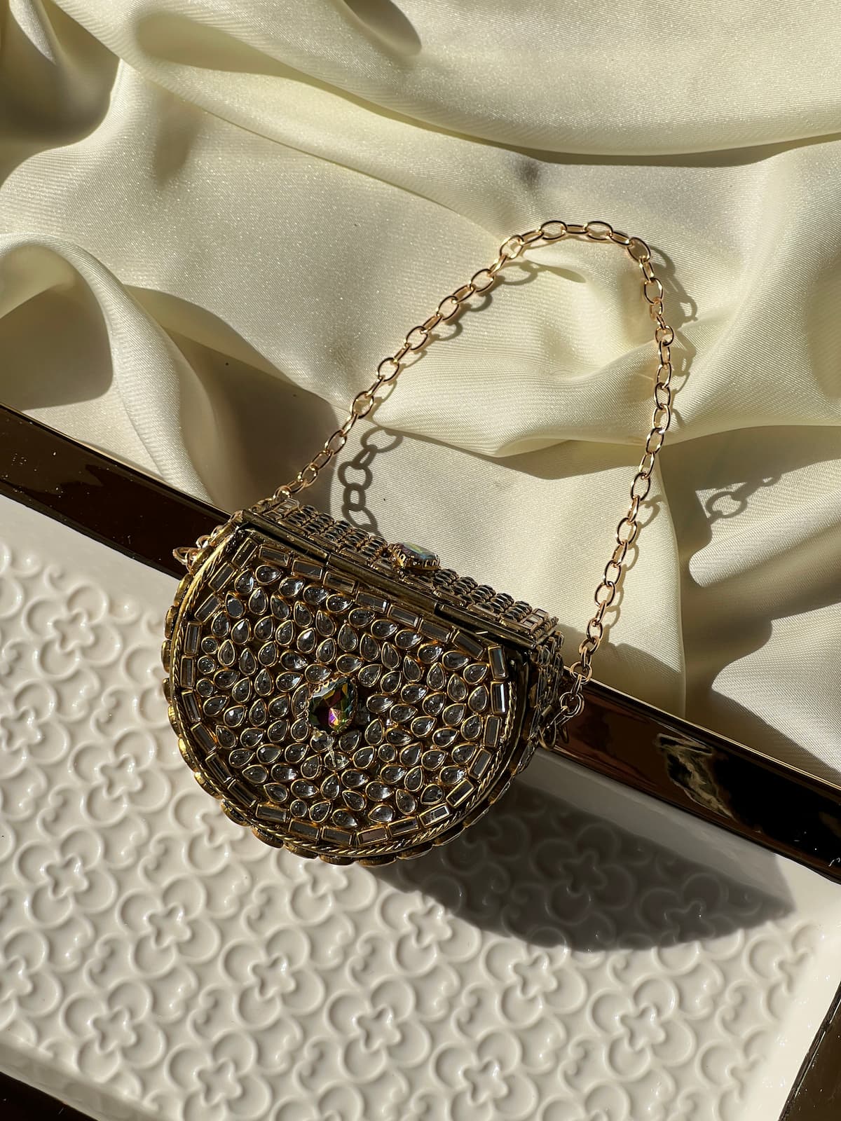 Mini Kundan Box Clutch