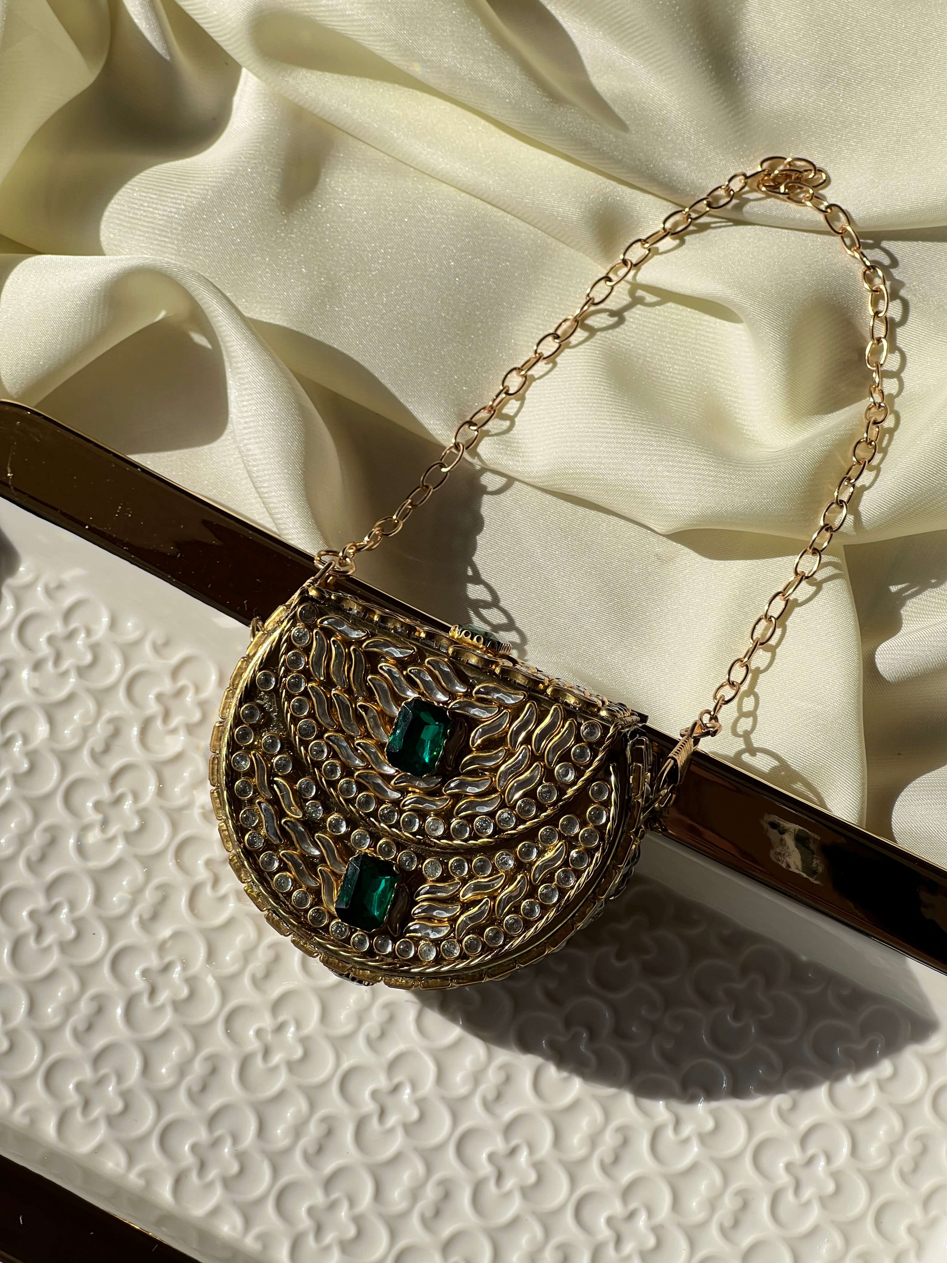 Mini Kundan Box Clutch