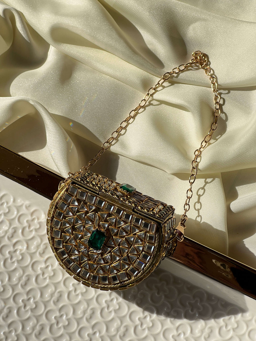 Mini Kundan Box Clutch