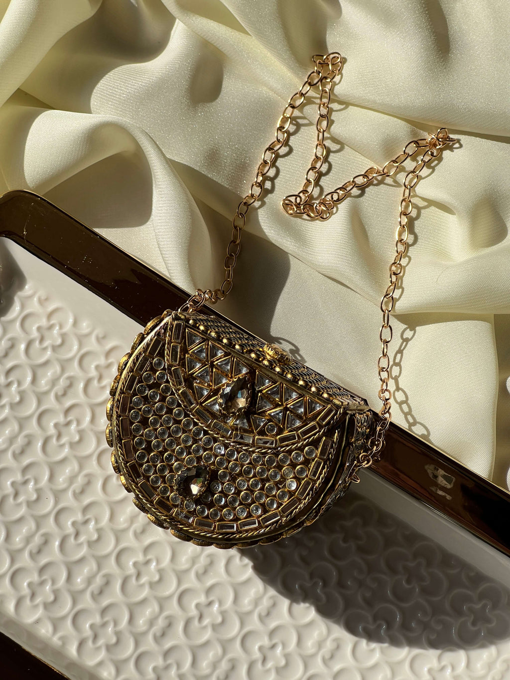 Mini Kundan Box Clutch