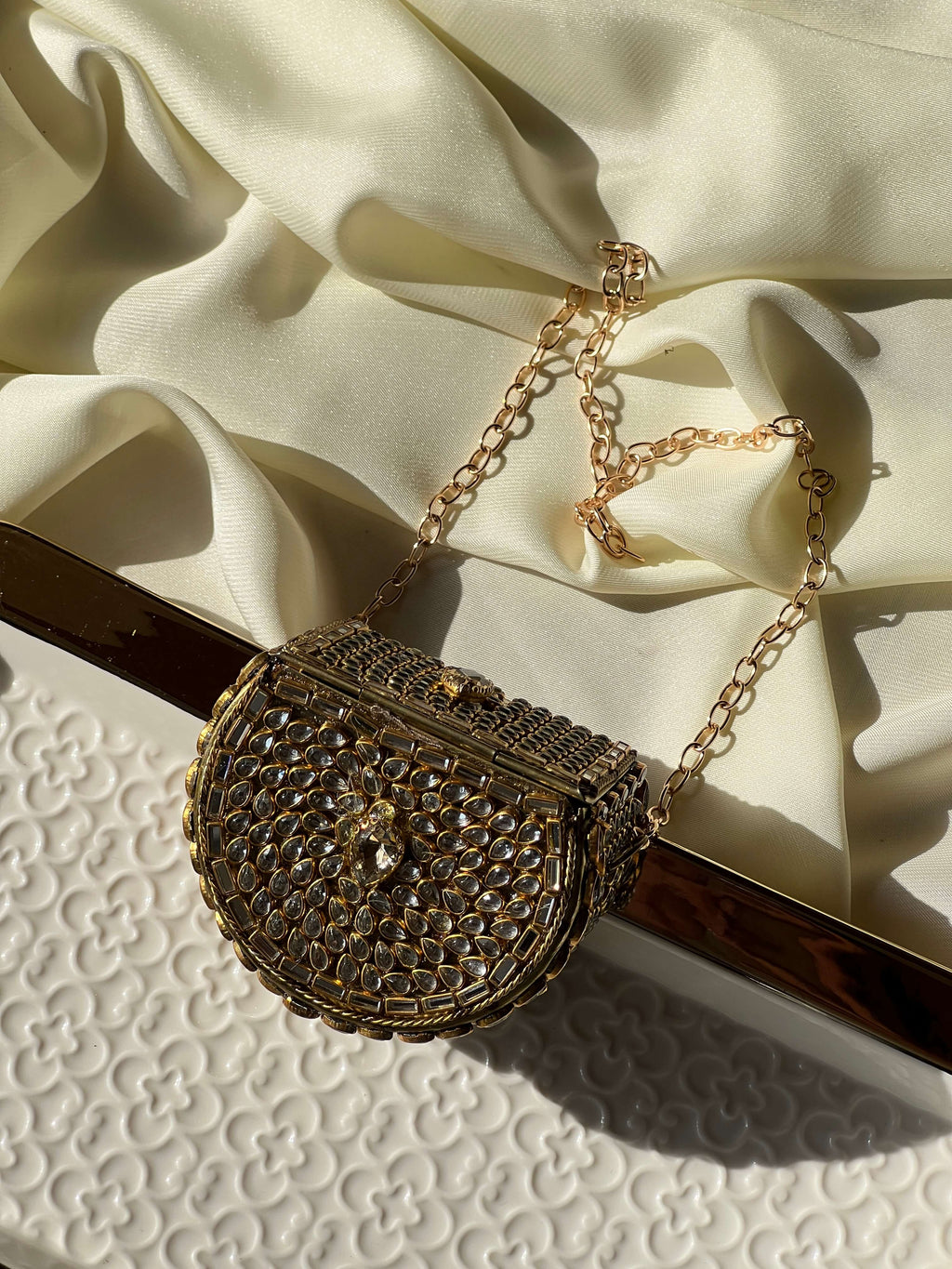 Mini Kundan Box Clutch