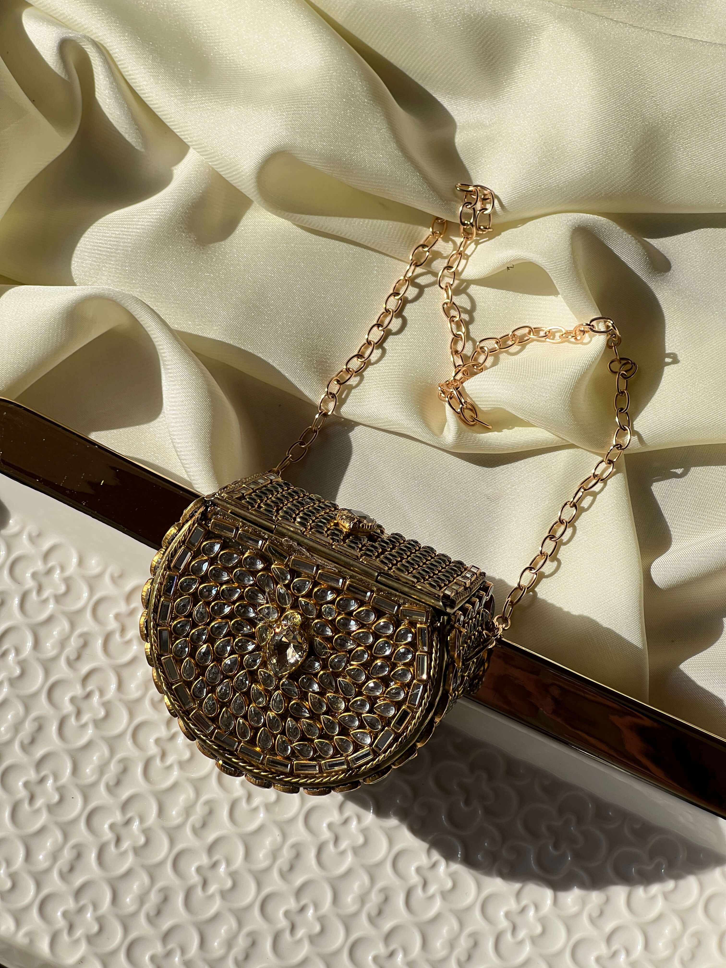 Mini Kundan Box Clutch