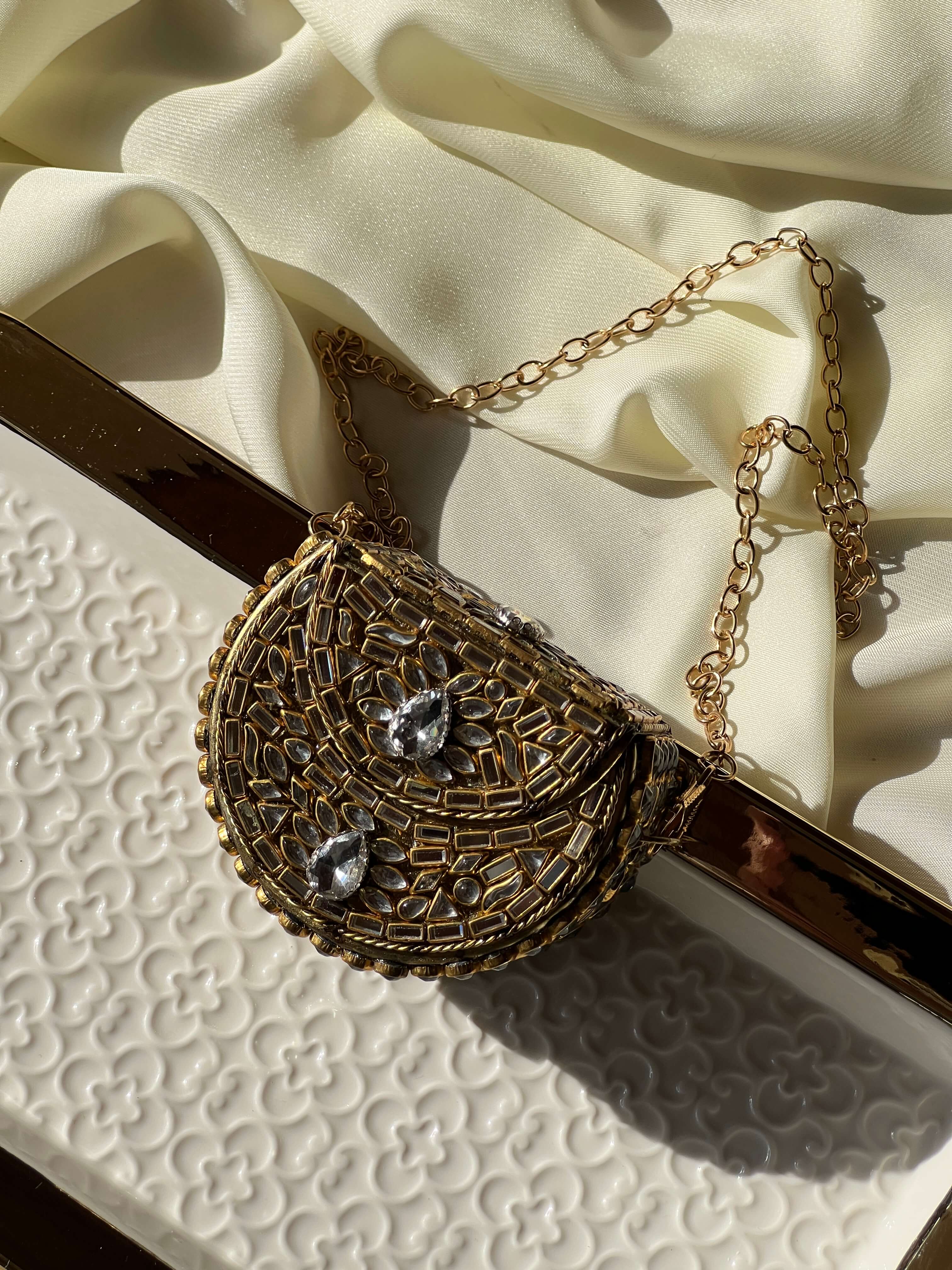 Mini Kundan Box Clutch