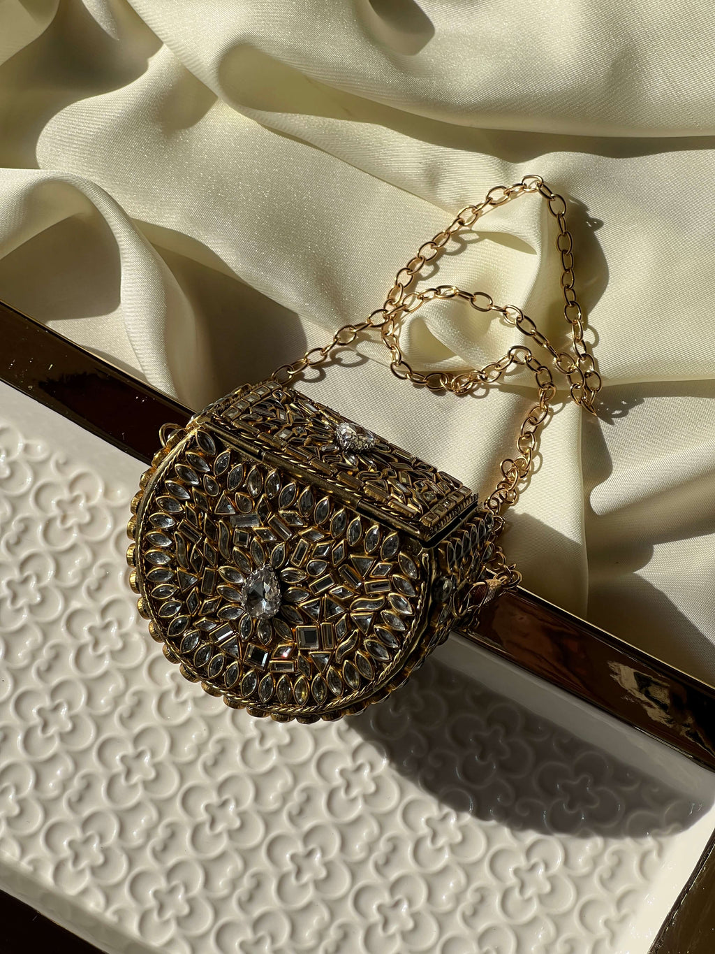Mini Kundan Box Clutch