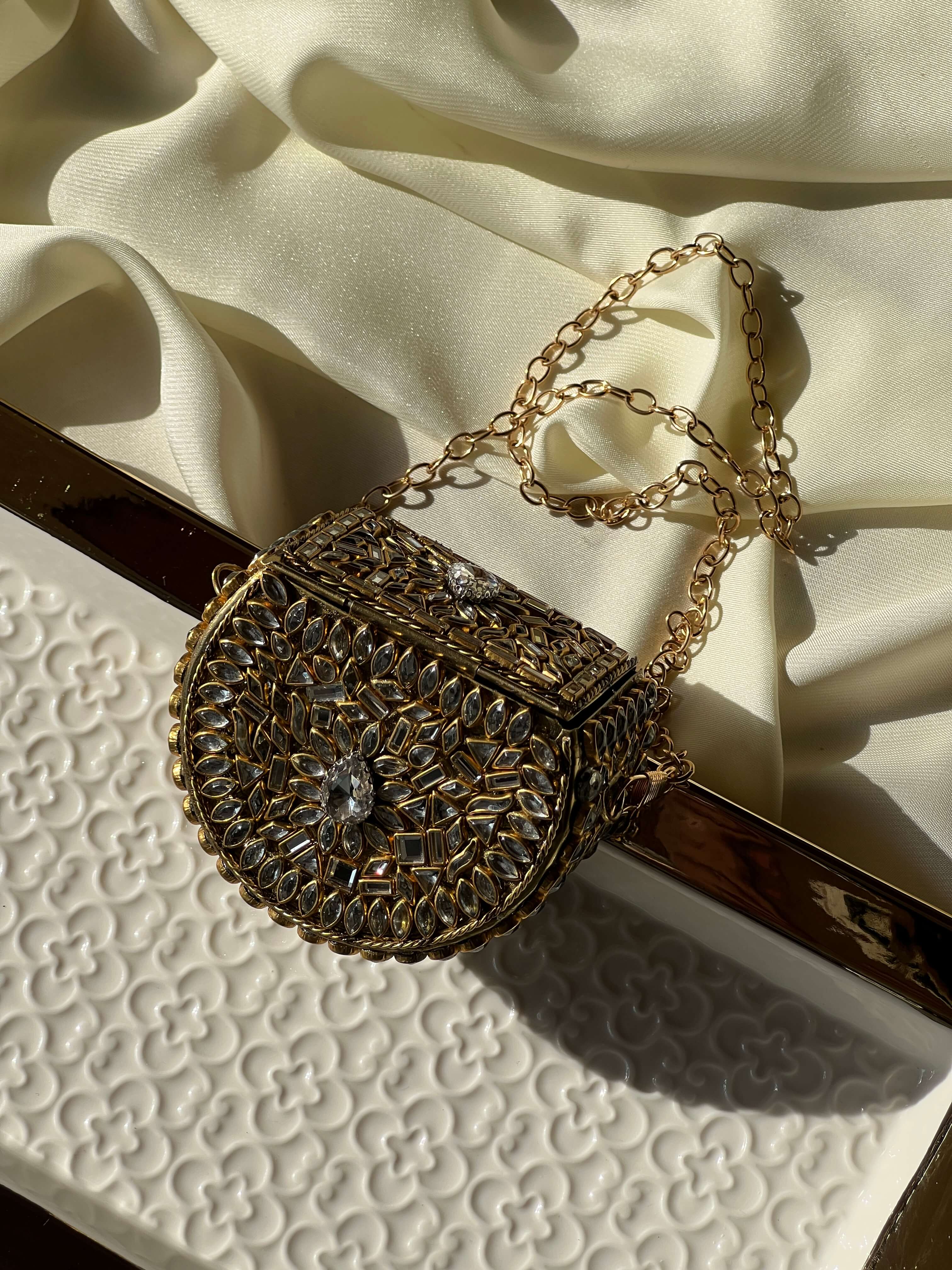 Mini Kundan Box Clutch
