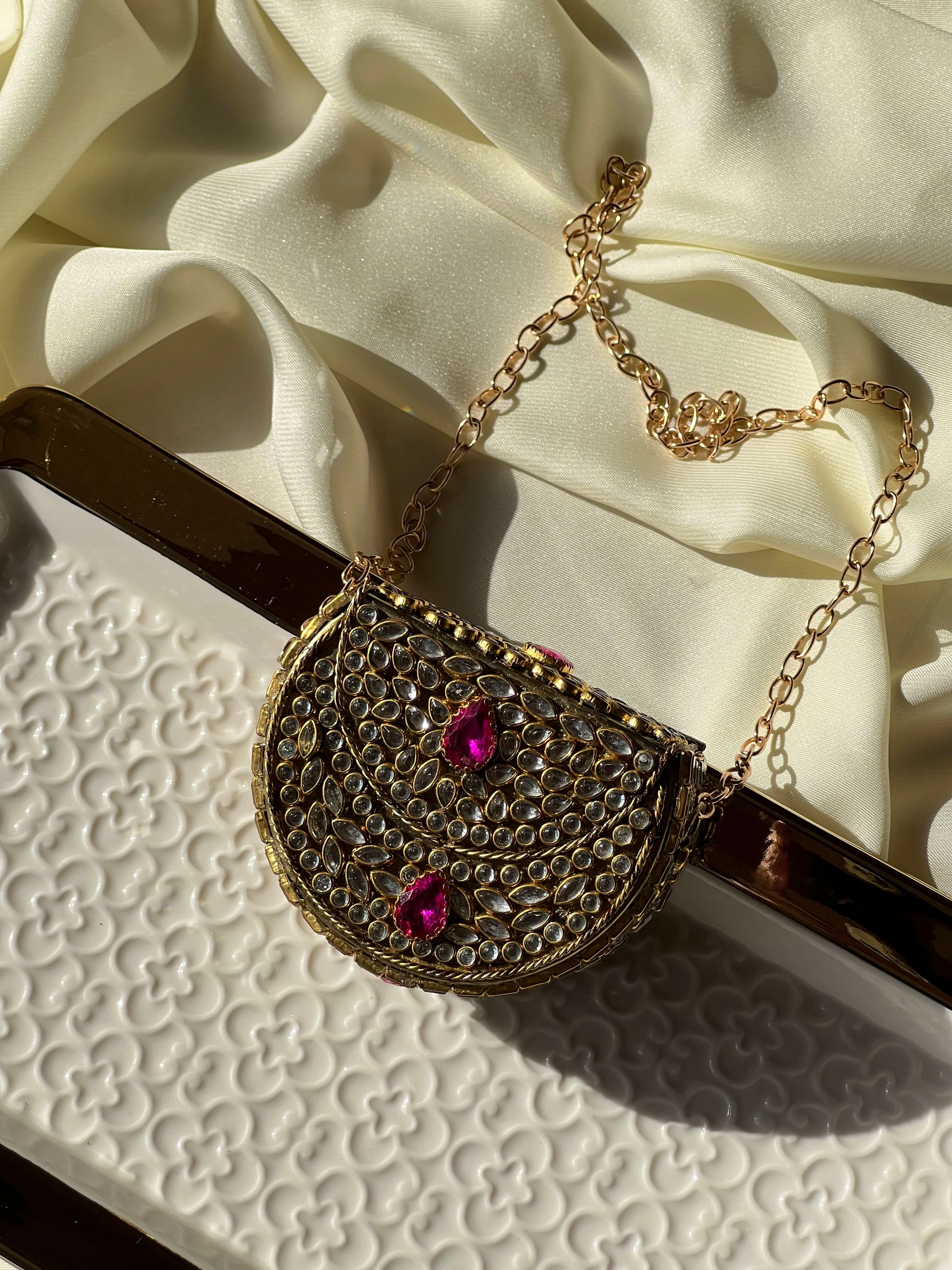 Mini Kundan Box Clutch