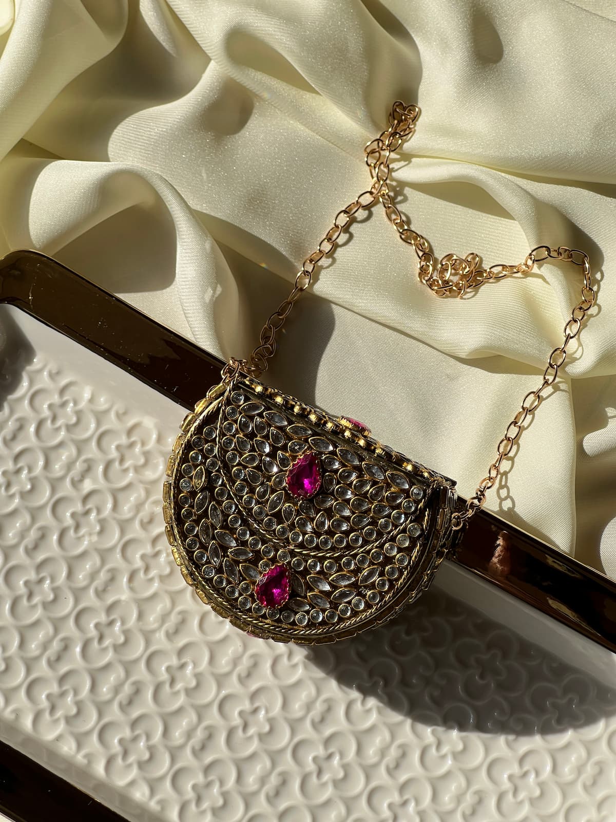 Mini Kundan Box Clutch