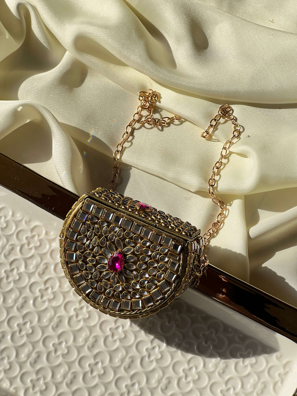 Mini Kundan Box Clutch