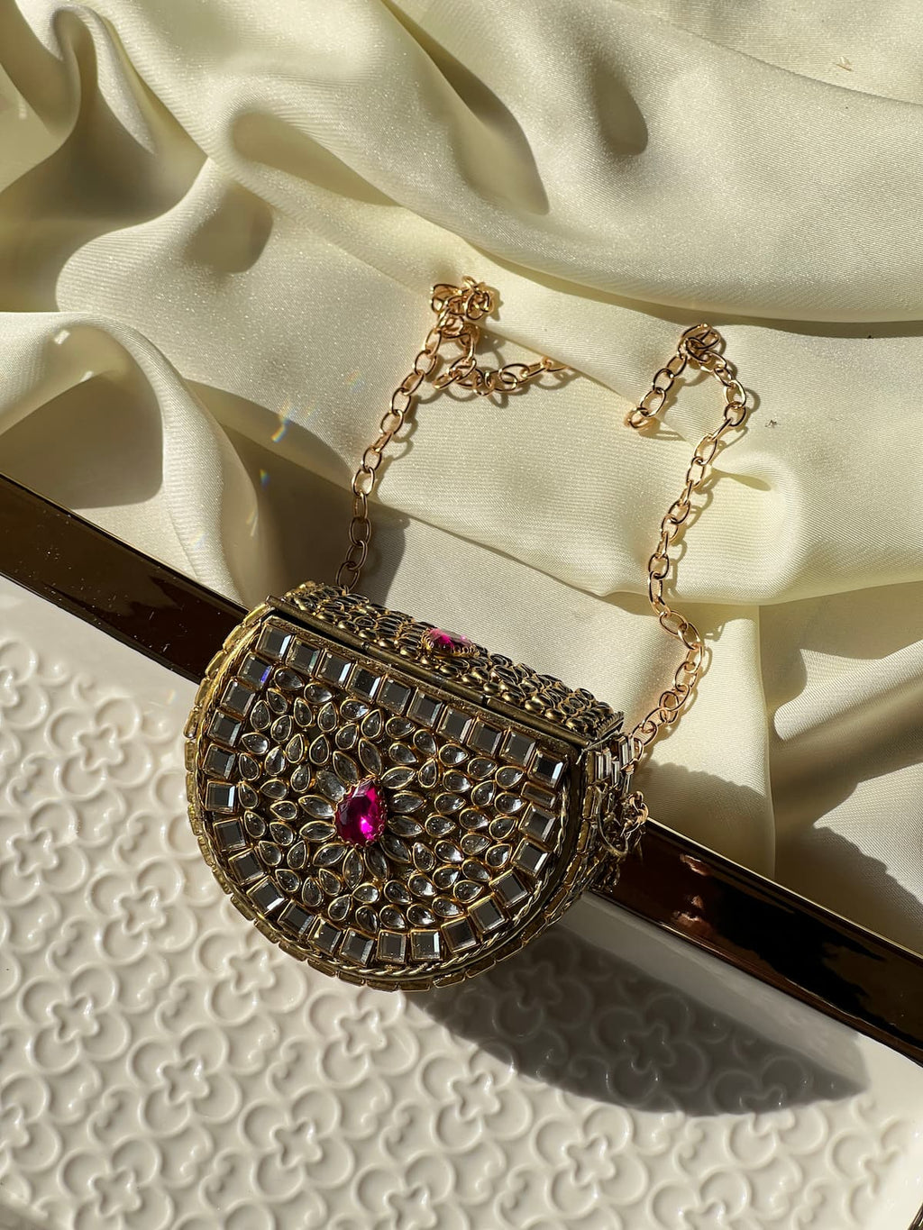 Mini Kundan Box Clutch