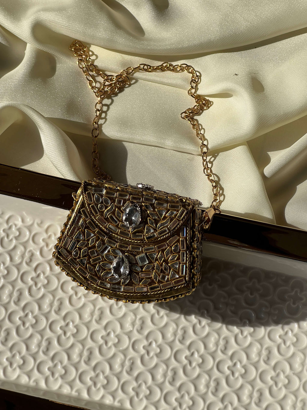 Mini Kundan Box Clutch