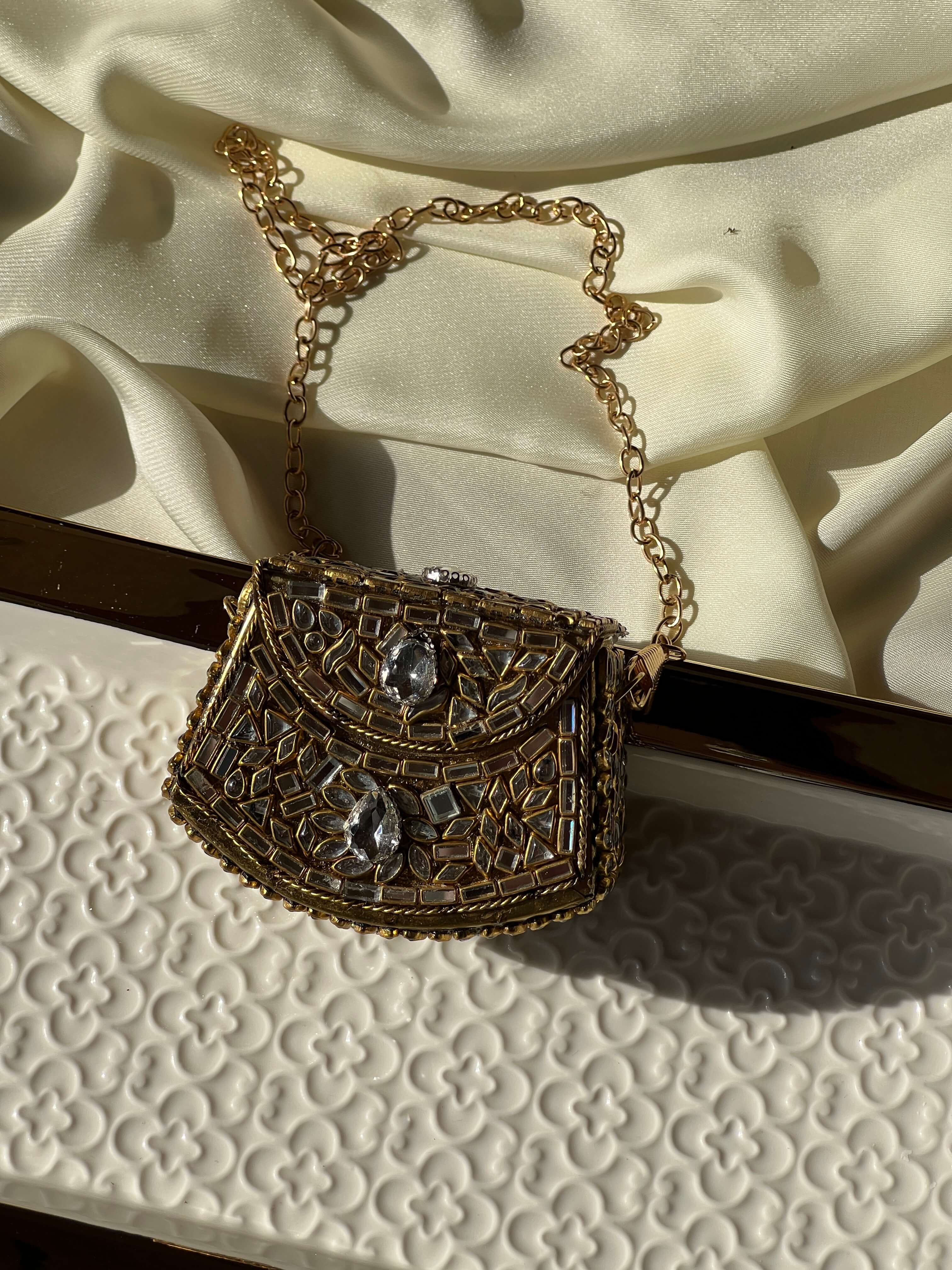 Mini Kundan Box Clutch