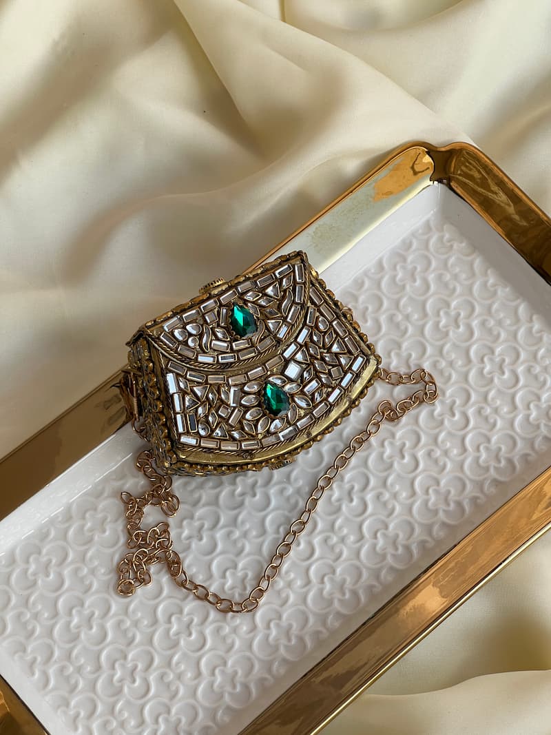 Mini Kundan Box Clutch