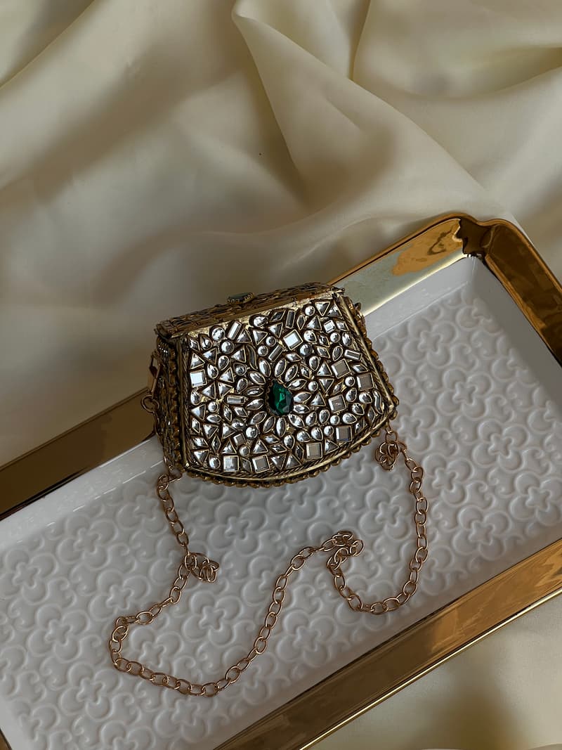 Mini Kundan Box Clutch