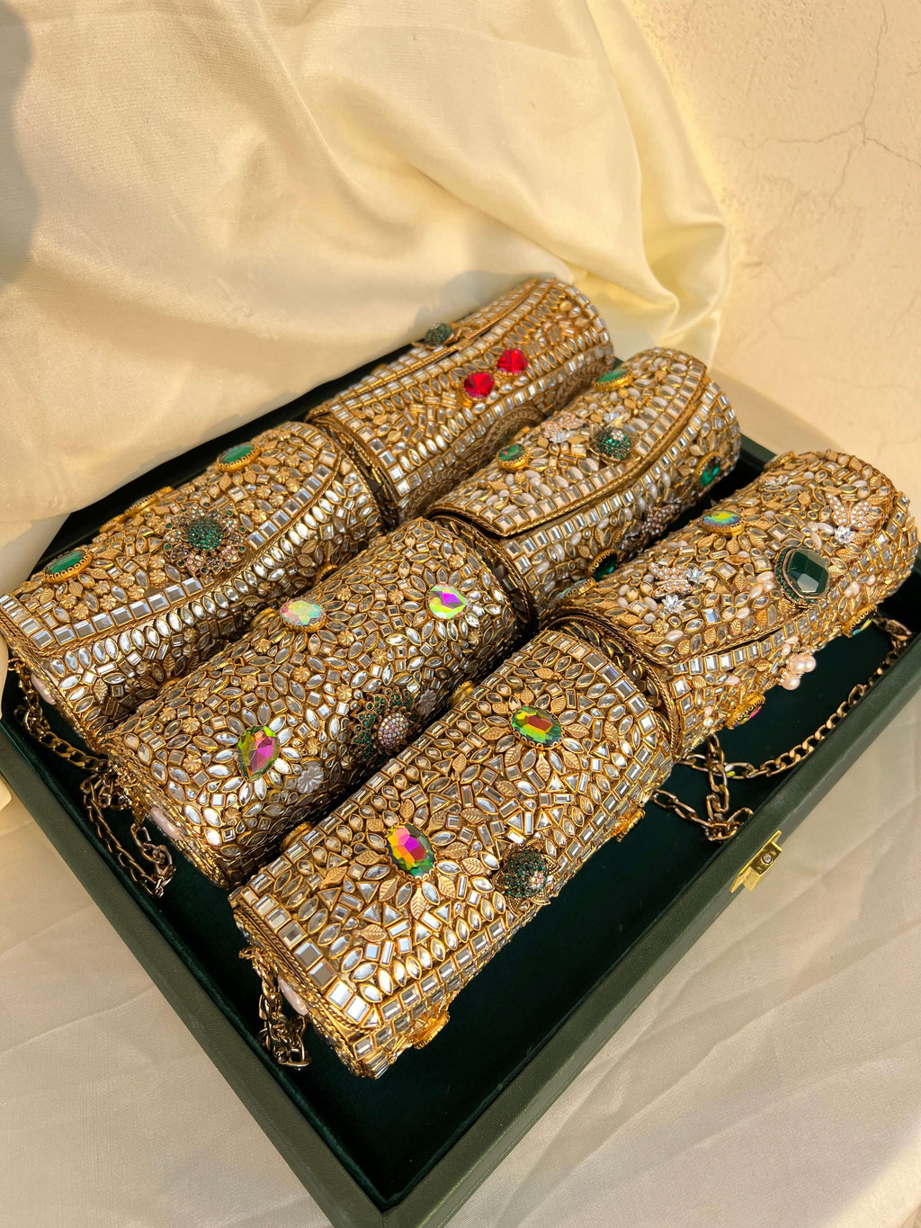 Heirloom Embellished Clutch- Green