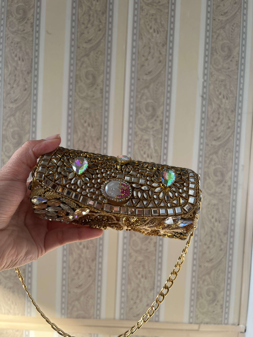 Heirloom Embellished Clutch-Hot Pink