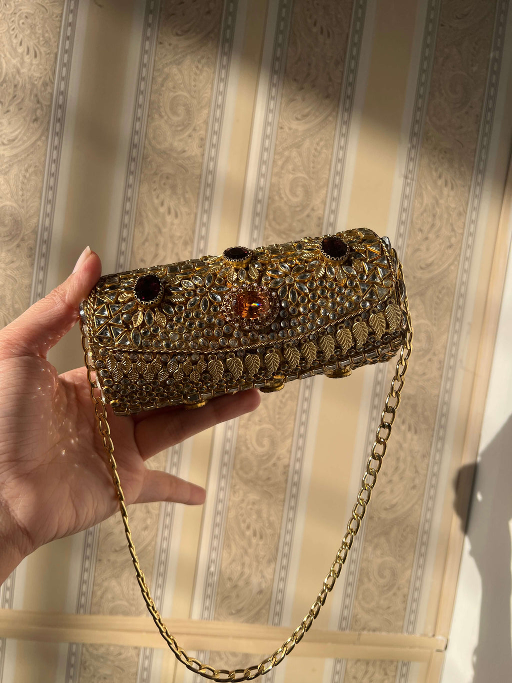 Heirloom Embellished Clutch-Dark Plum