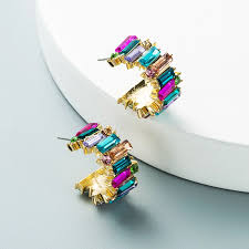 Rainforest Prism Gold Stud Earrings