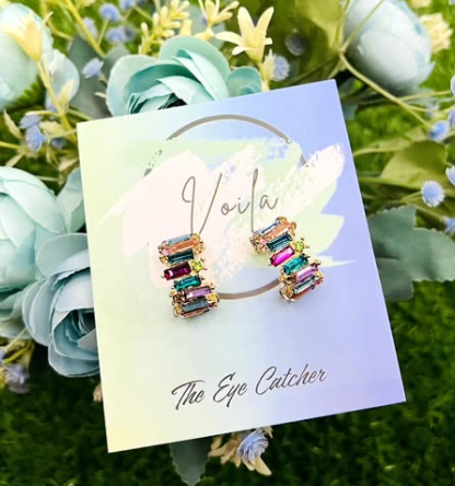 Rainforest Prism Gold Stud Earrings