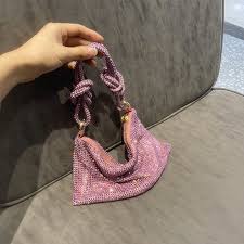 Pink Rhinestone Hobo Bag